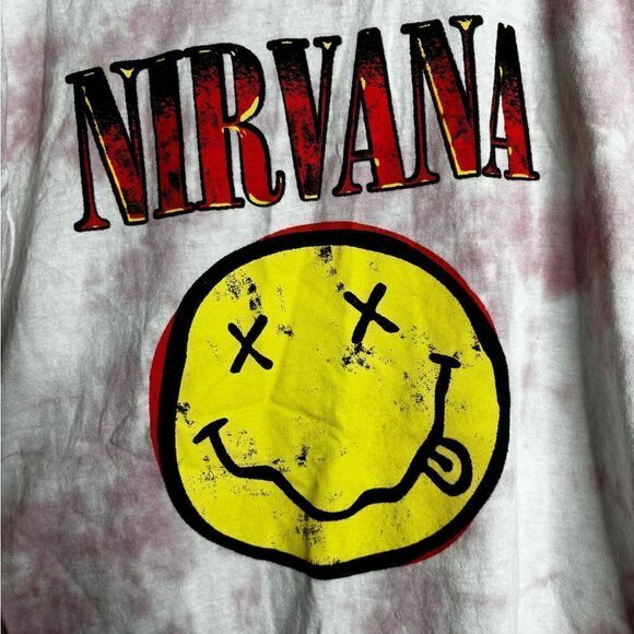 Nirvana tie dye short sleeve band t shirt men’s size large pink - Picture 3 of 6